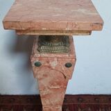 Colonne haute en marbre rose et bronze style Louis XVI