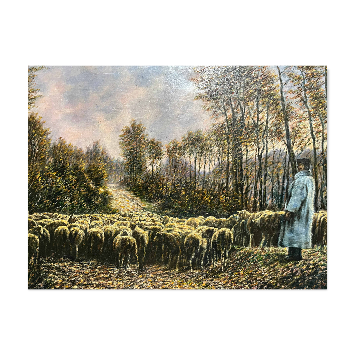 Tableau HST "Paysage aux moutons" signé Lucien Michon (né en 1887)