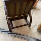 Pair of adjustable armchairs by Jindrich Halabala from the 1930s in wood and olive green velvet.