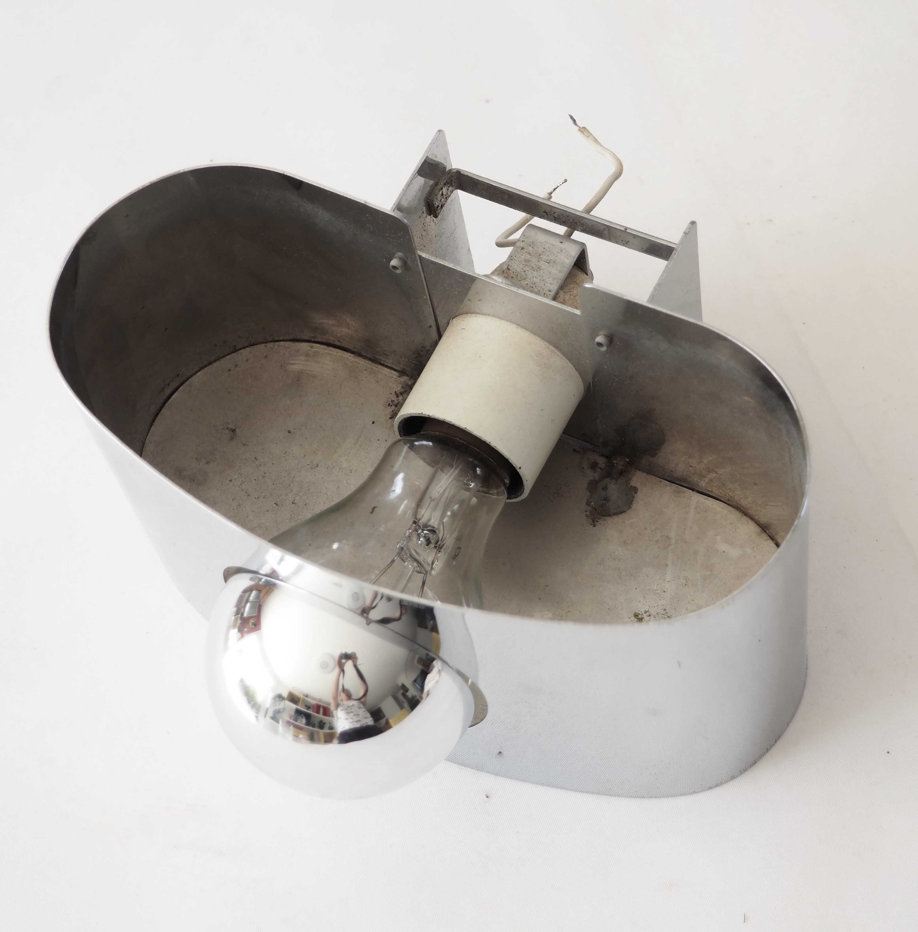 Stainless steel wall lamp space age 1970
