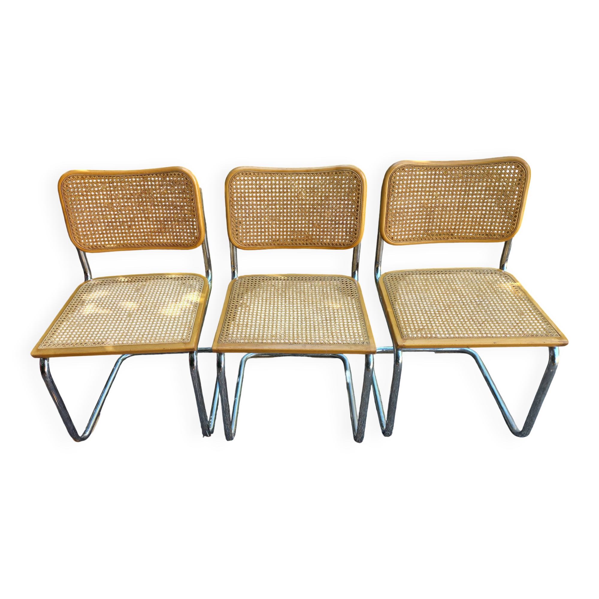Set of 3 Cesca B32 chairs by Marcel Breuer