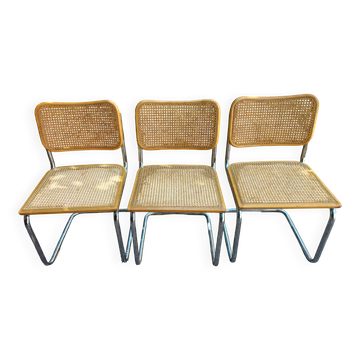 Set of 3 Cesca B32 chairs by Marcel Breuer