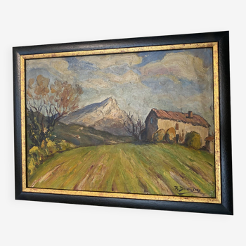 Peinture paysage provencal Devouassoux