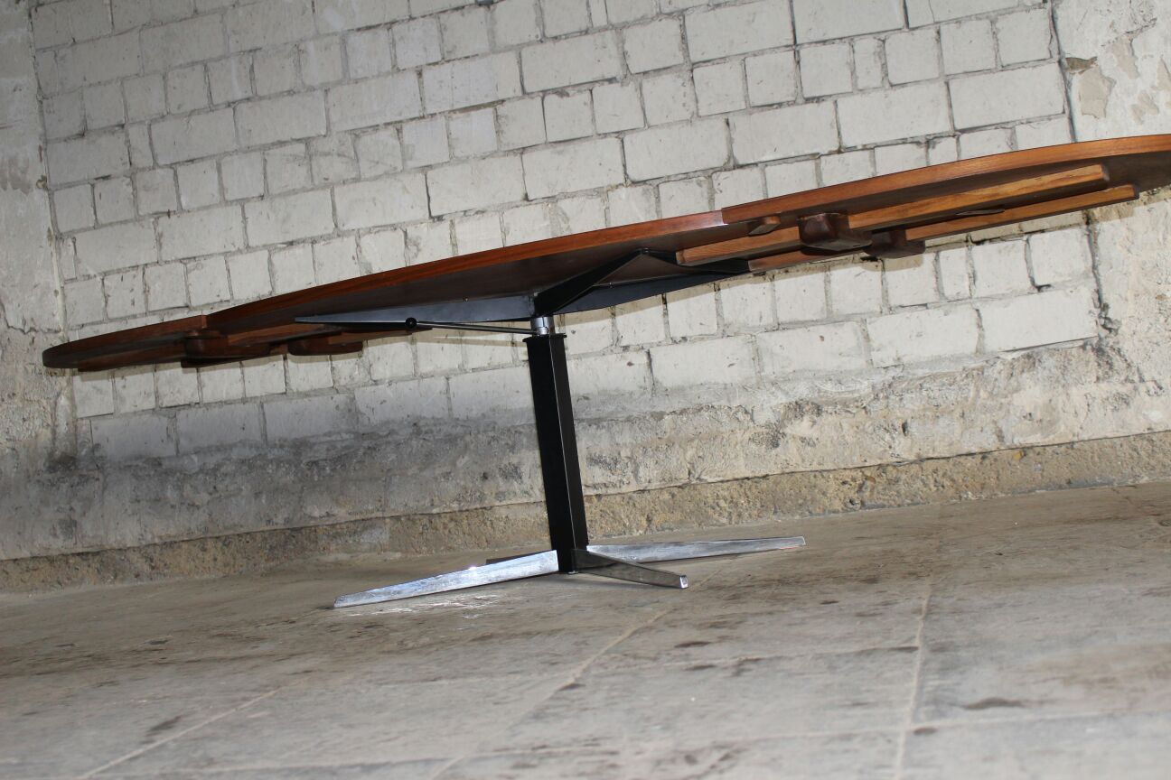 Table Ovale années 50 60 de J.M. Thomas for Wilhelm Renz vintage a systeme reglable