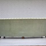 1970s, Danish 3-seater curved sofa, furniture velour, beech wood legs.