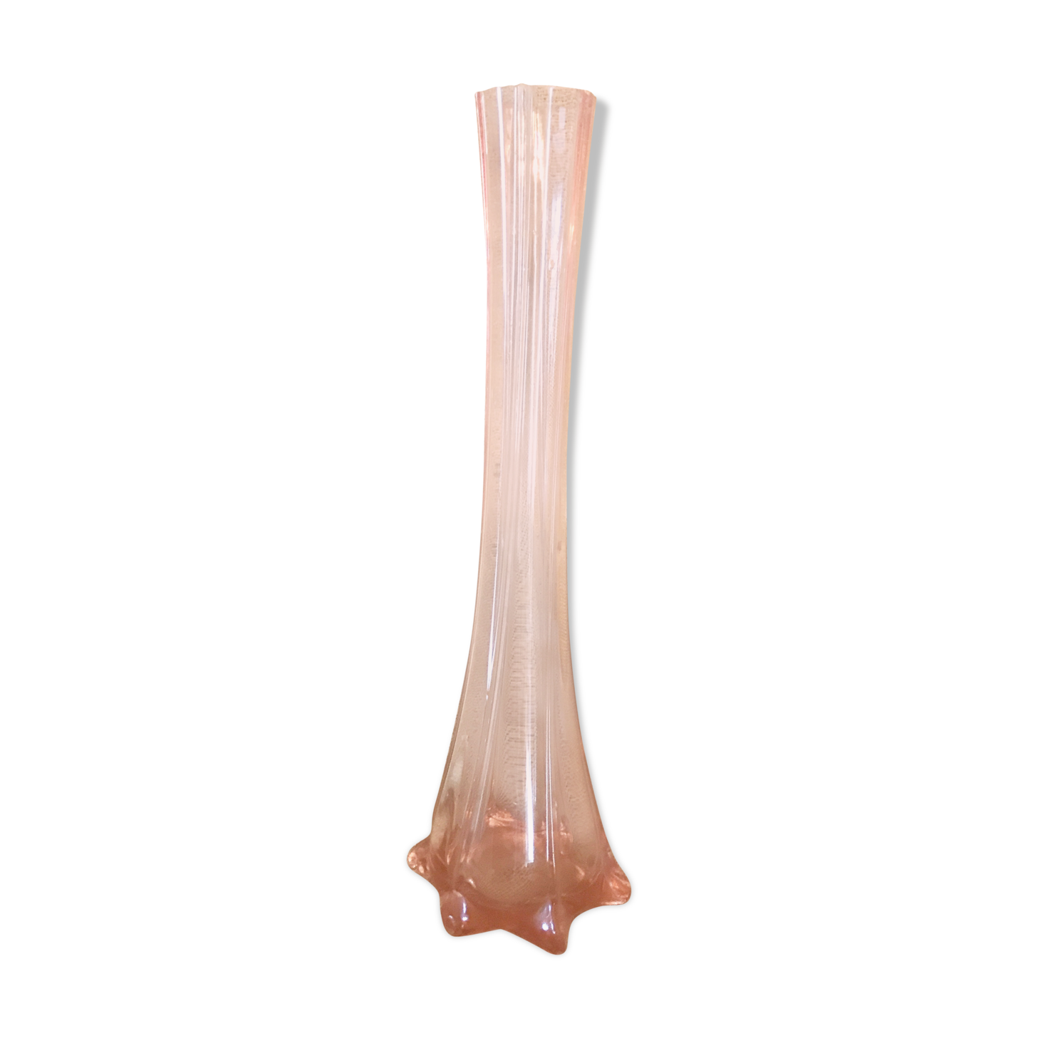 Vase soliflore pink glass 50s