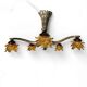 5 arms Art Deco / Art Nouveau / brass hanging lamp / Hand blown floral shades