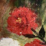 Painting, painting on canvas, still life, the bouquet of flowers painted on vintage canvas