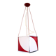 Cubic Red and White Plexiglass and Metal Pendant, Italy