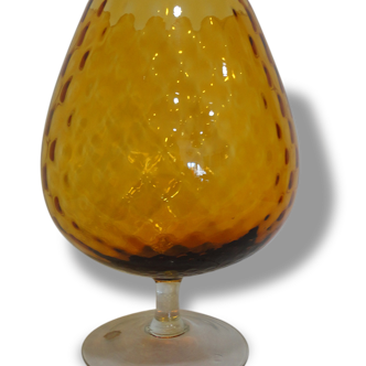 Vase vintage en verre jaune