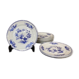 Set of 12 dessert plates in Tournai porcelain, Boch Frères, fly decor