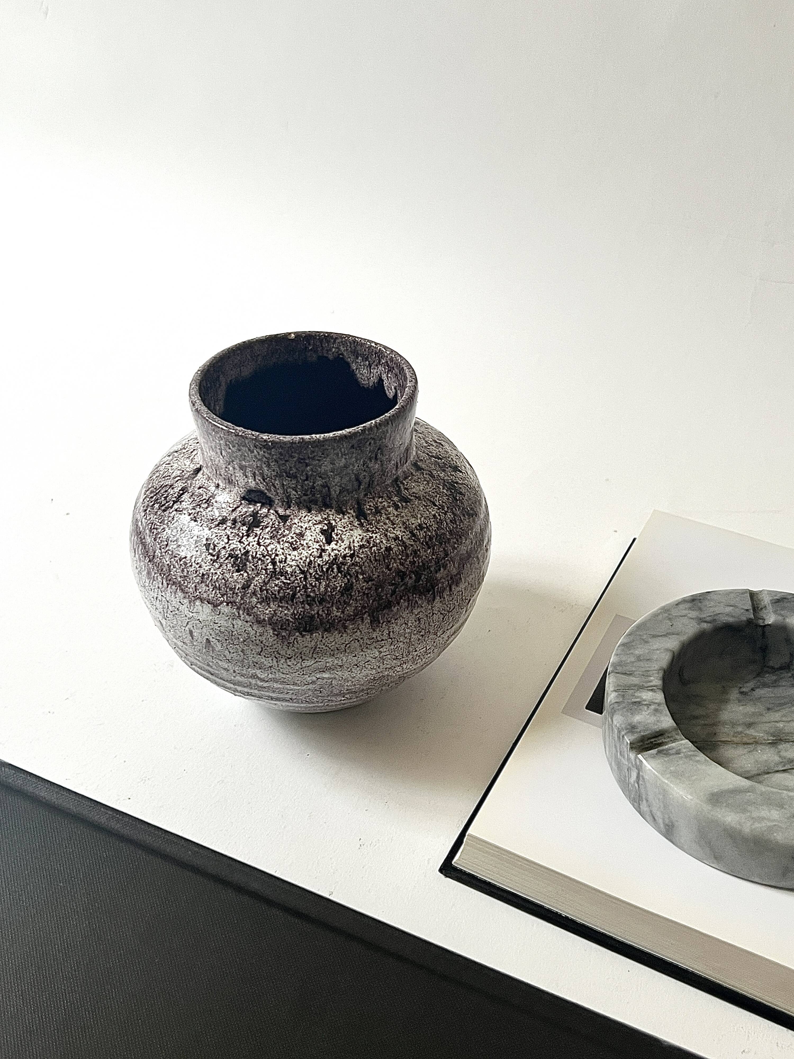 Glazed stoneware vase, Accolay FRANCE 1950