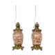 Pair of Satsuma porcelain oil lamps