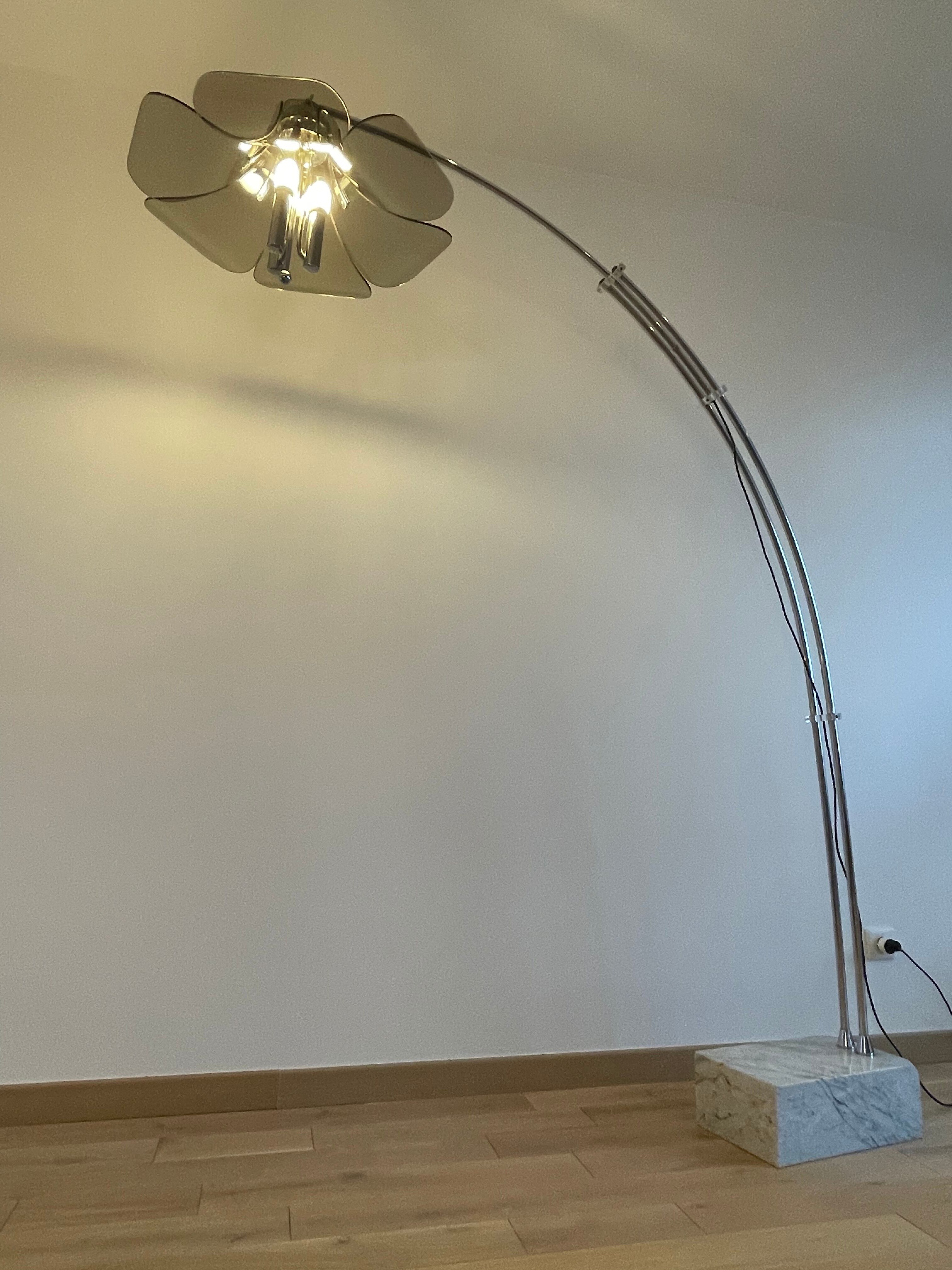 Floor lamp arc flower adjustable, italy, 1960