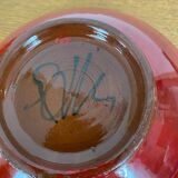 Signed red flower bird cup