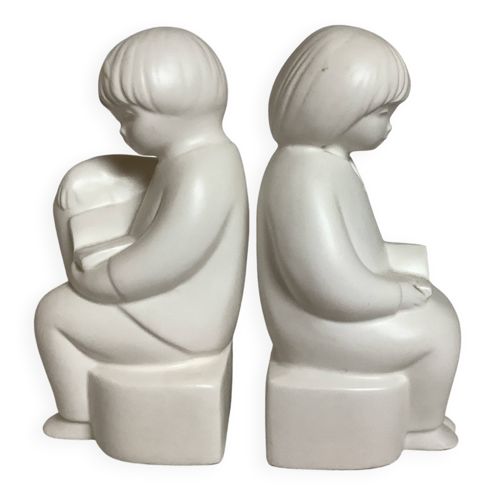 Pair of children's bookends reading from the 70s