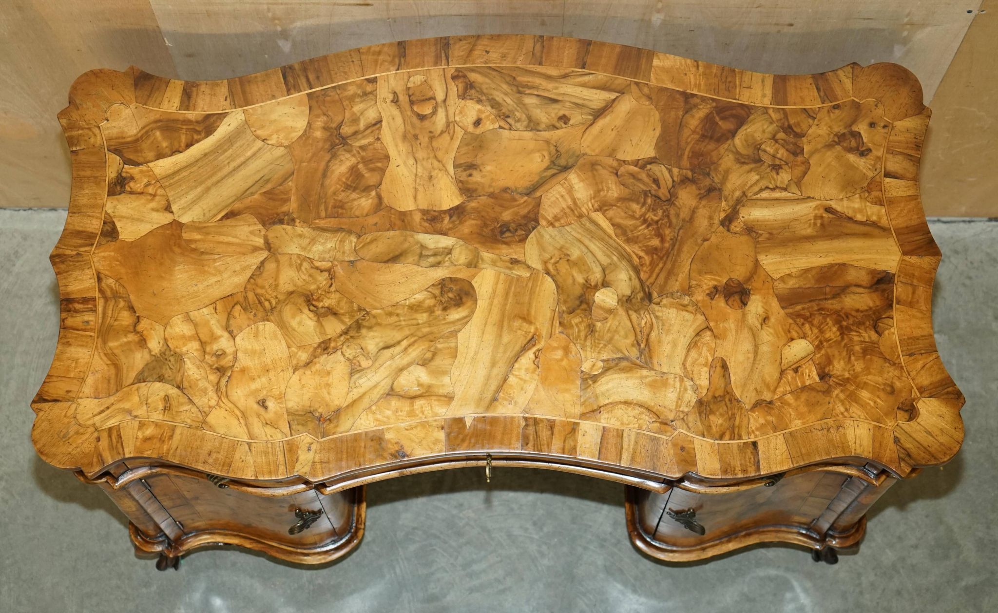 Antique Italian writing desk in olive wood circa 1860