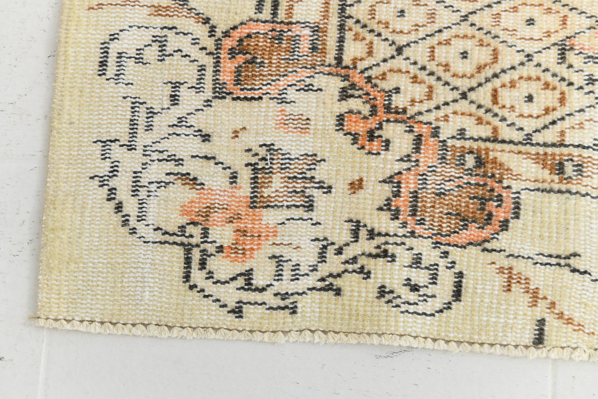 4x7 Peach & Beige Oriental Turkish Vintage Rug, 134x220Cm