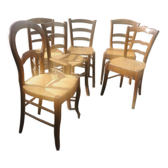 Lot de 6 chaises paillées