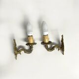 Paire d'appliques murales en bronze chandelier, style classique, Louis XV