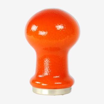 Mid century table lamp in orange opaline glass by Stefan Tabery, Opp Jihlava, 1960s