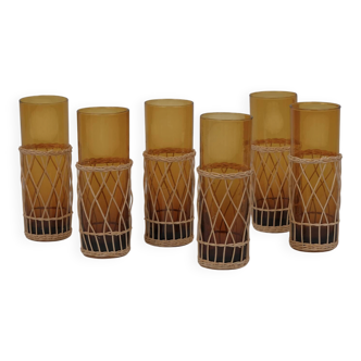 Wicker lemonade glasses x6
