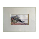 Watercolor painting g. girardot (1856-1914) marine "cassis" 1904