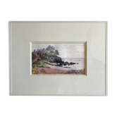 Watercolor painting g. girardot (1856-1914) marine "cassis" 1904