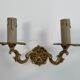 Pair of antique wall lamps in gilded metal - two lights - early XXth