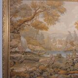 Large jacquard tapestry with a gilded wooden frame – 163x83 cm.