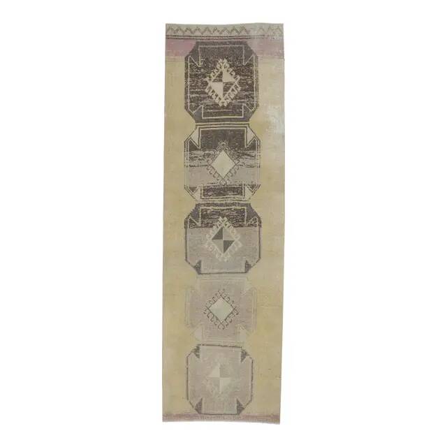 1970s Turkish Hand-Knotted Runner Rug 90x298