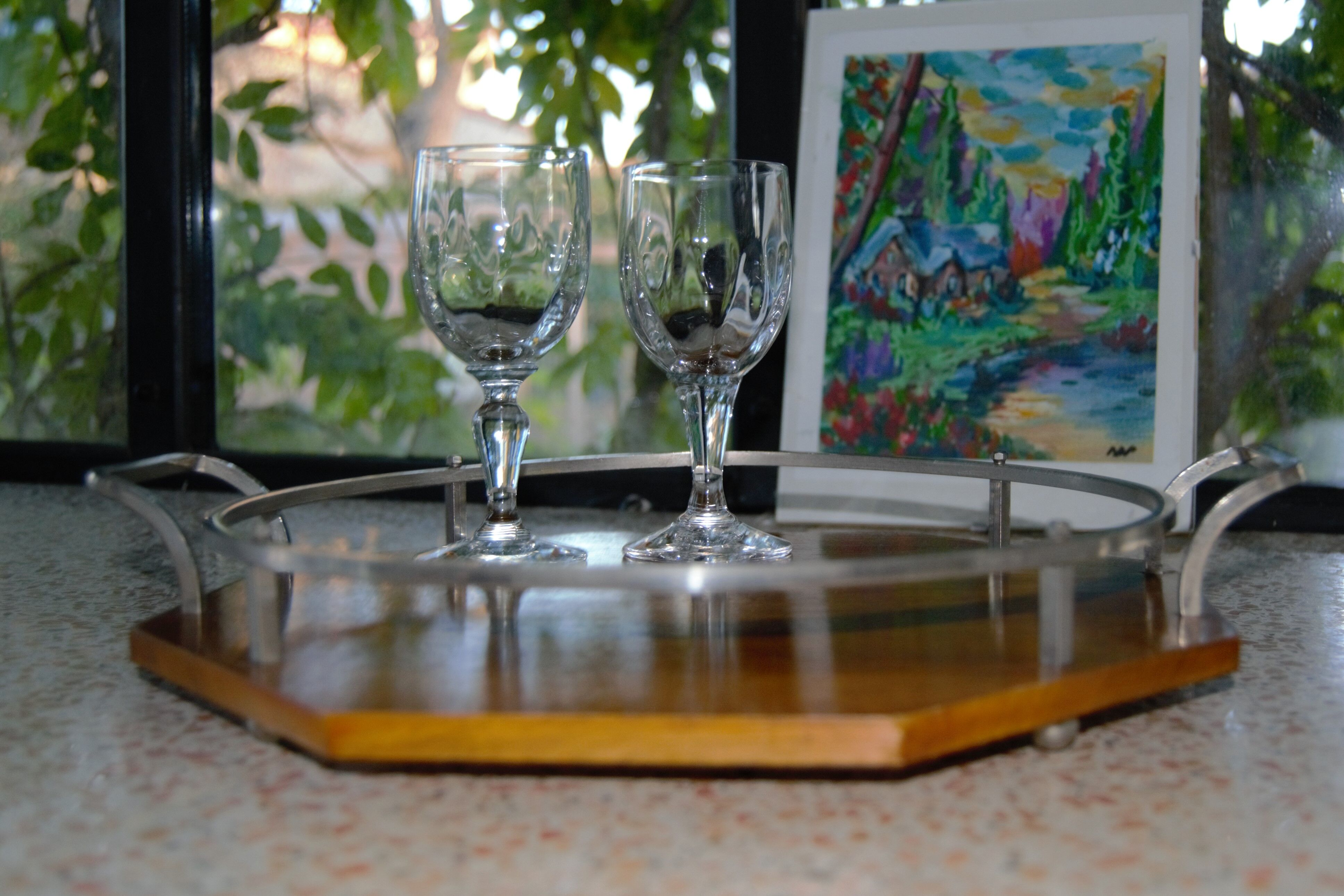 Vintage wooden serving tray