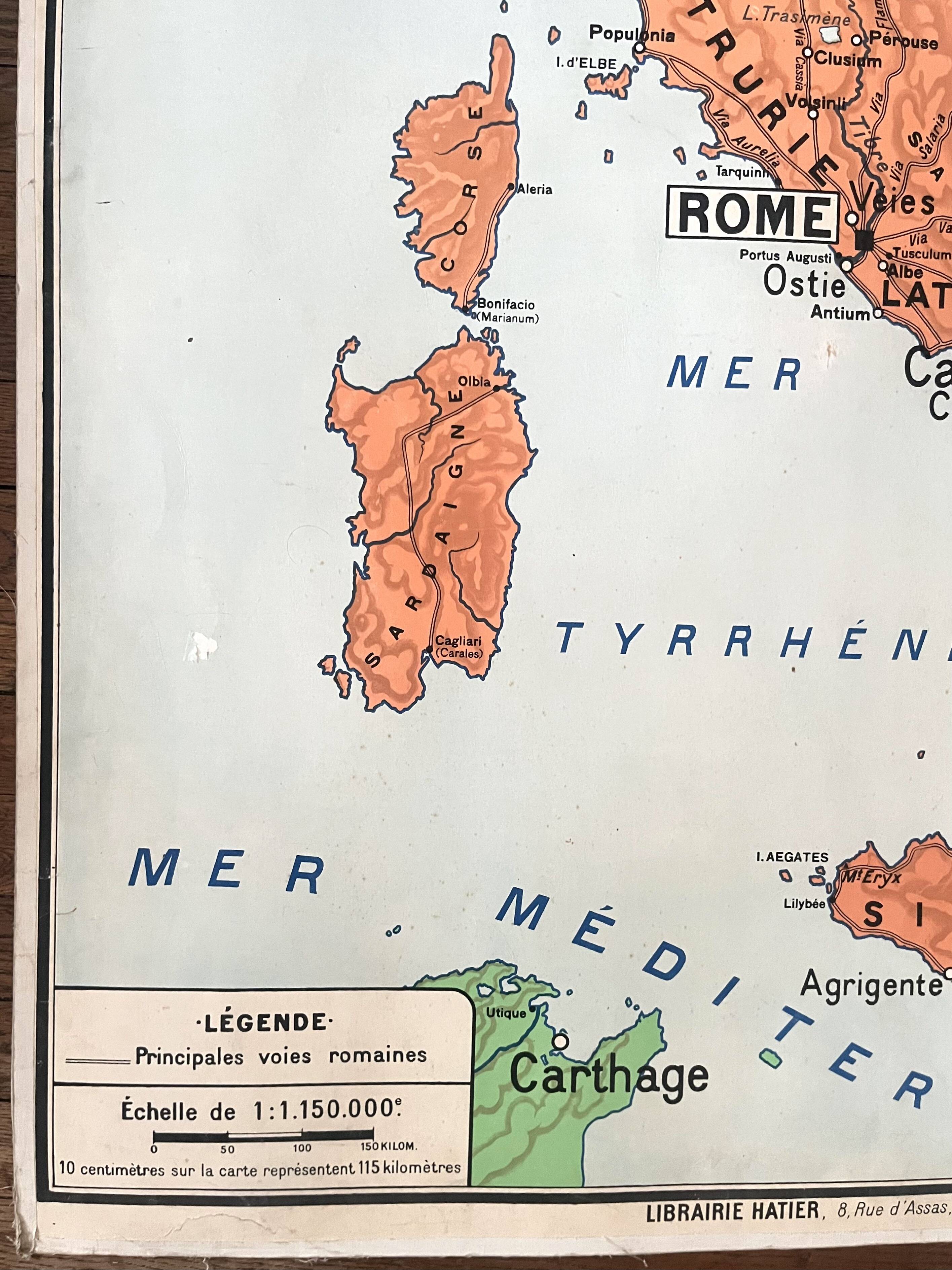 Old school map Hatier Brunhes 43, 1940 - Greece and ancient Italy