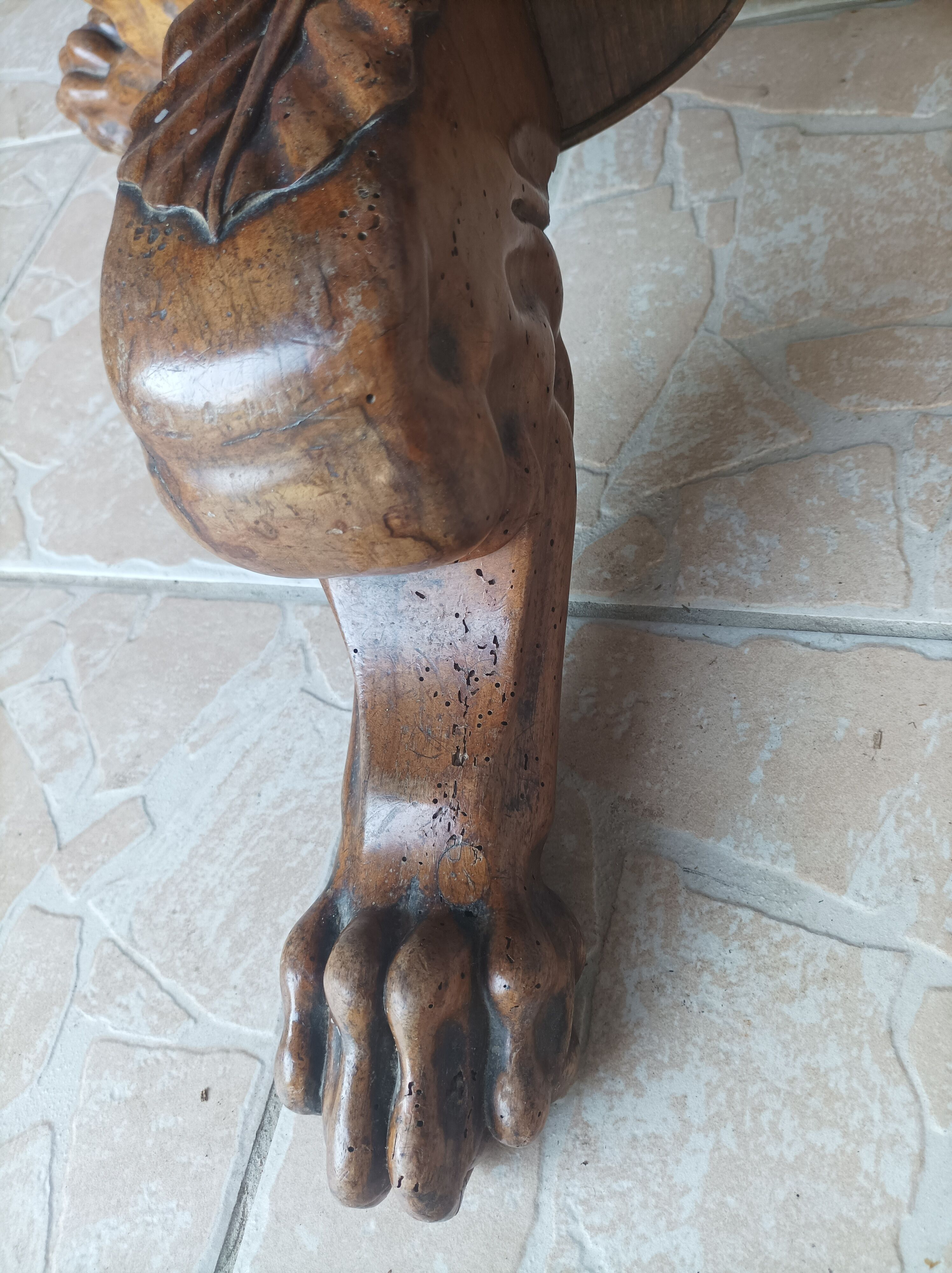 Walnut tripod pedestal table