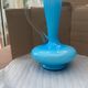 Blue opaline carafe vase with a transparent handle