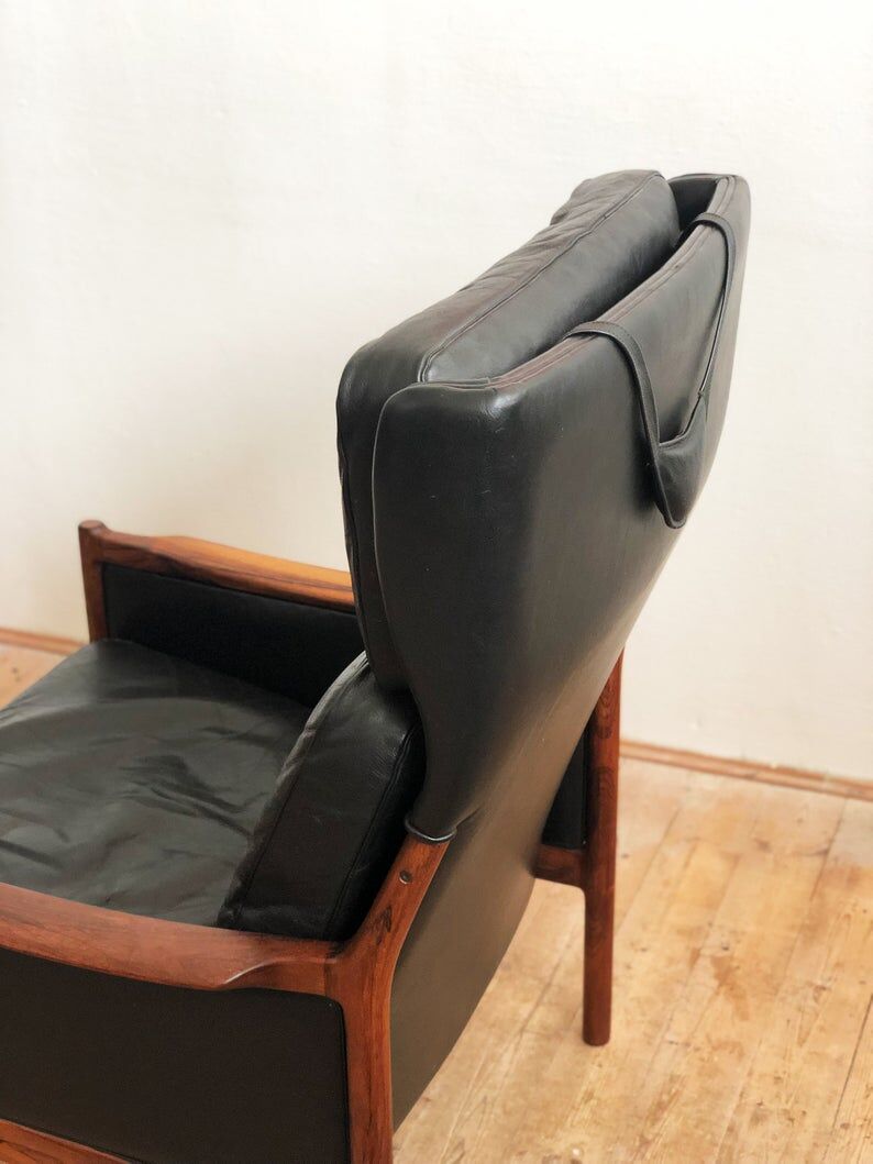 Danish leather and Rosewood armchair