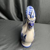Pitcher bottle hen earthenware white blue USSR 20th century