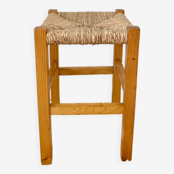 Vintage straw wood stool