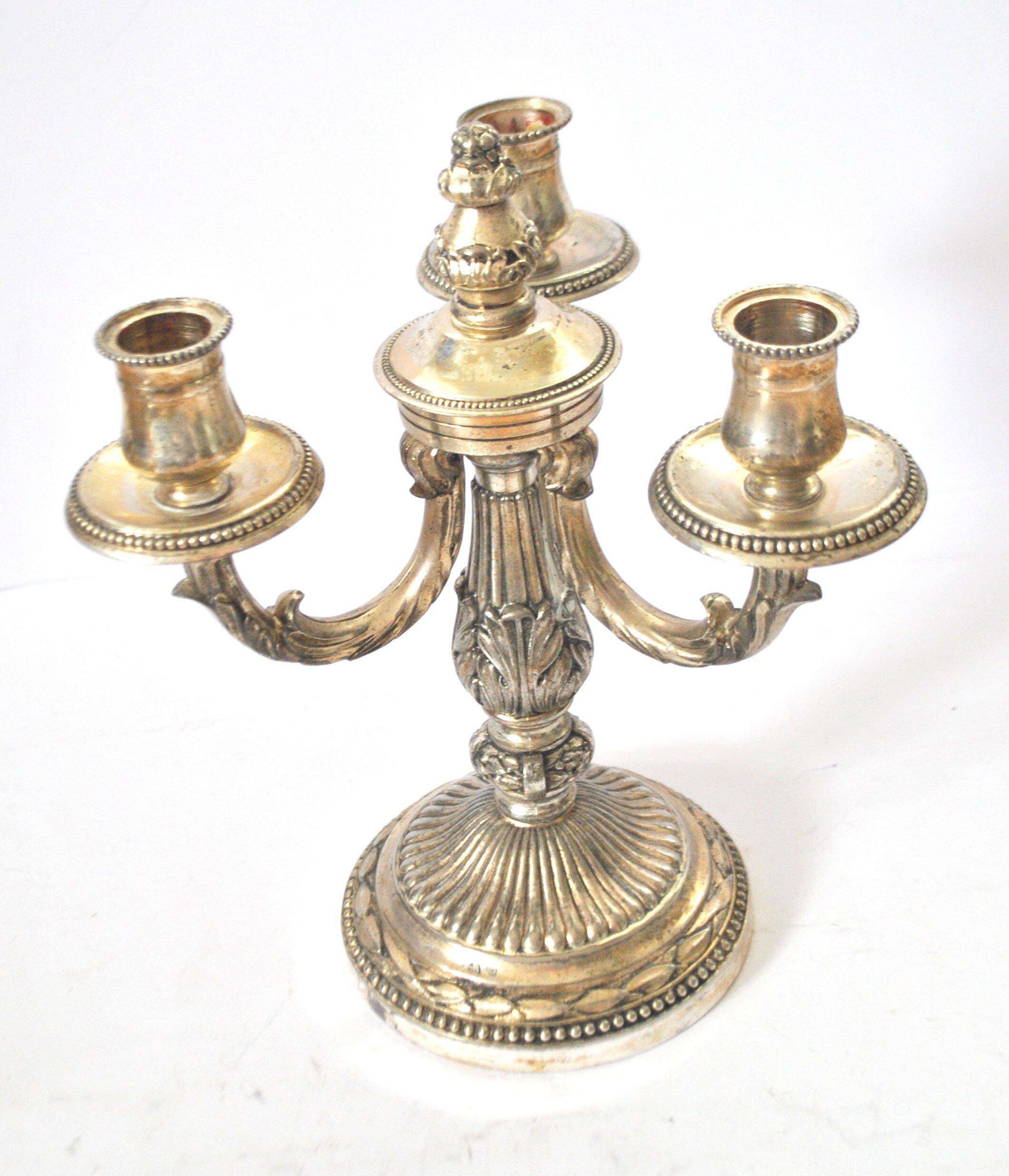 Vintage candlestick holder - 3-light metal candelabra