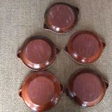 5 flat plates in glazed terracotta