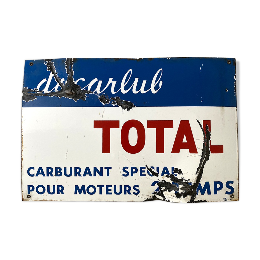 Plaque Huile Total émaillée - Objets émaillés/Plaques émaillées