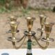 Vintage 5-light candelabrum in brass – Green and white decor