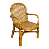 Fauteuil enfant rotin et cannage années 60