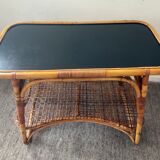Vintage coffee table from the 50s in rattan