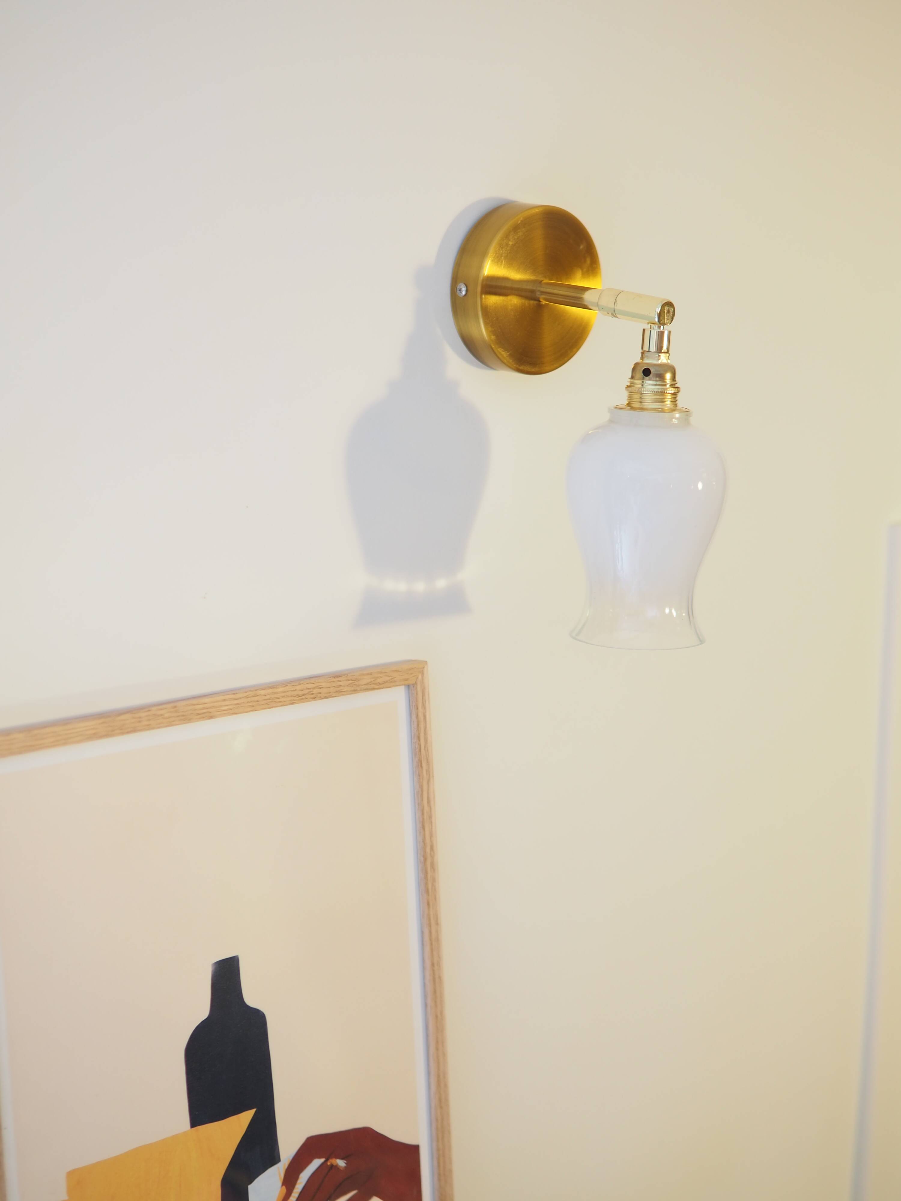 Wall light - White opal and brass