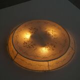 Large Swedish wall/ceiling light from the mid-century in linen and lace, Sweden, 1950s.