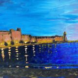Landscape of the port of Collioure signed