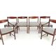 Set of 6 newly upholstered Mcintosh grey herringbone rosewood dining chairs