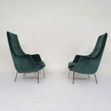 Karl Ekselius for Pastoe FM31 velvet lounge chairs, The Netherlands 1959