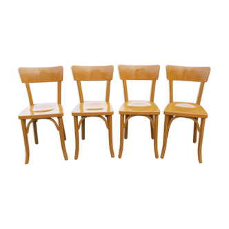 4 Bistrot Chairs Wood Year 60